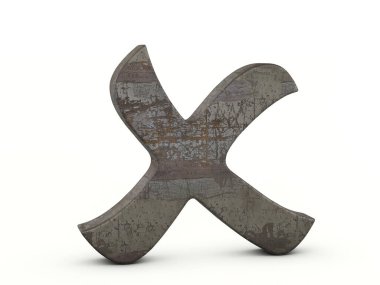 Paslı metal beyaz arkaplandaki sembolü iptal eder. 3d illüstrasyon.