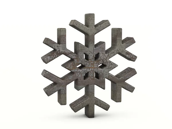 Rostiges Schneeflockensymbol Aus Metall Auf Weißem Hintergrund Illustration — Stockfoto