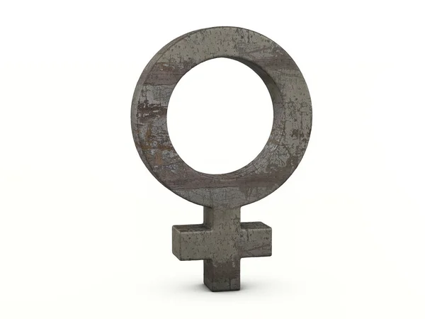 白い背景に錆びた金属の女性のシンボル 3Dイラスト — ストック写真