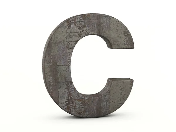 白い背景に錆びた金属製の文字C 3Dイラスト — ストック写真