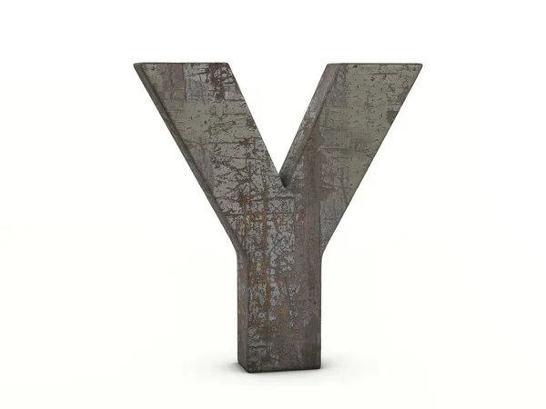 白い背景に錆びた金属製の文字Y 3Dイラスト — ストック写真