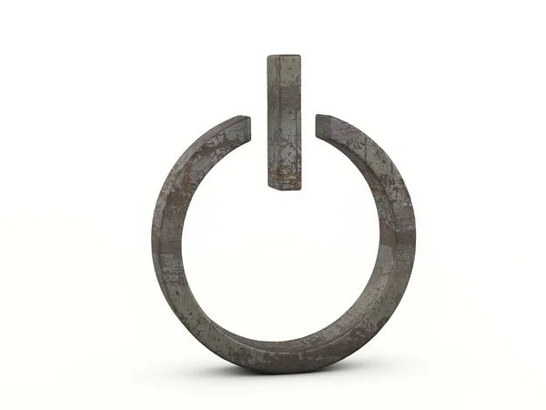 Símbolo Poder Metal Enferrujado Fundo Branco Ilustração — Fotografia de Stock