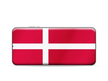 Denmark flag on smartphone screen. Vector illustration.