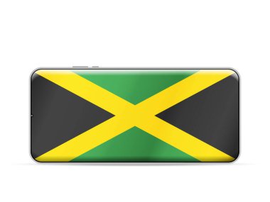Jamaica flag on smartphone screen. Vector illustration.