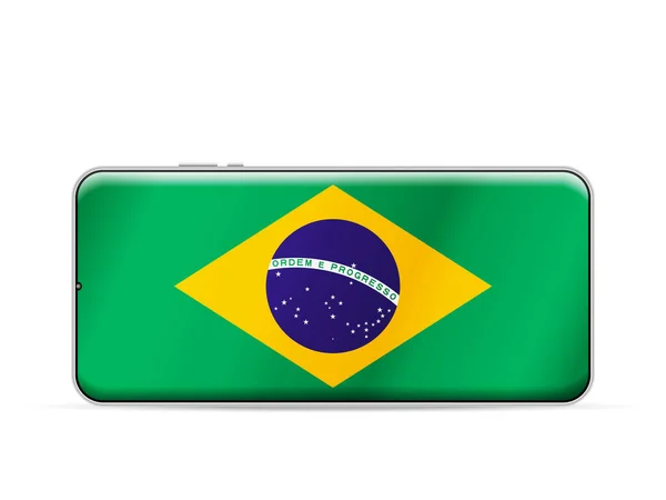 Drapeau Brésilien Sur Écran Smartphone Illustration Vectorielle — Image vectorielle