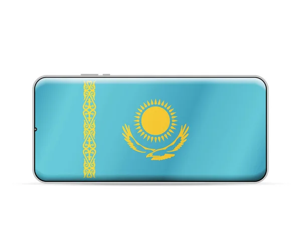 Kazakhstan Flag Smartphone Screen Vector Illustration — Stock Vector