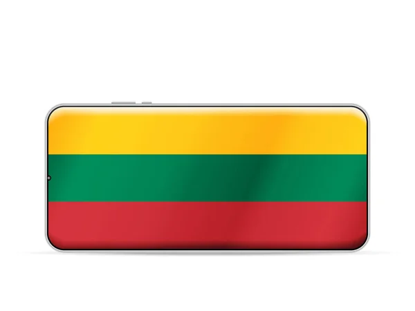 Litauische Flagge Auf Dem Smartphone Bildschirm Vektorillustration — Stockvektor