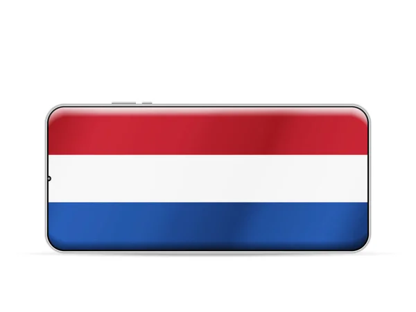 Flagge Der Niederlande Auf Dem Smartphone Bildschirm Vektorillustration — Stockvektor