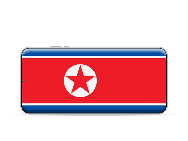 North Korea Flag Smartphone Screen Vector Illustration — Vetor de Stock