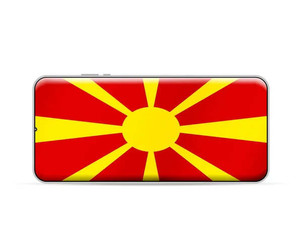 Norra Makedoniens Flagga Smartphone Skärmen Vektorillustration — Stock vektor