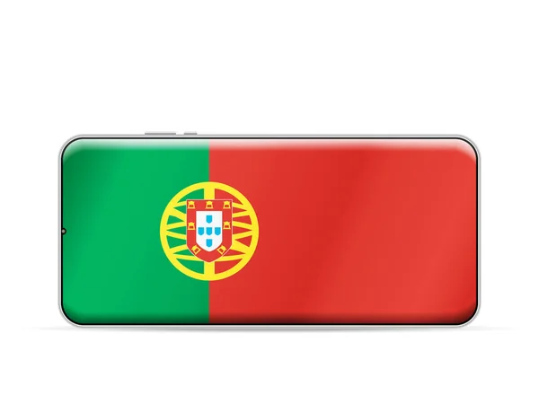 葡萄牙国旗在智能手机屏幕上 矢量说明 — 图库矢量图片