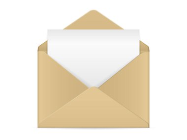 Beyaz arka planda zarf. Vektör illüstrasyonu.