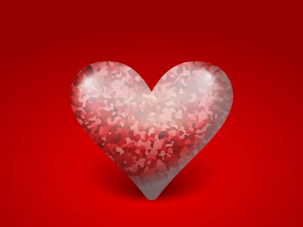 Coeur Sur Fond Rouge Illustration Vectorielle — Image vectorielle