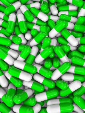 Kapsül haplarıyla oluşmuş bir geçmiş. 3d illüstrasyon.