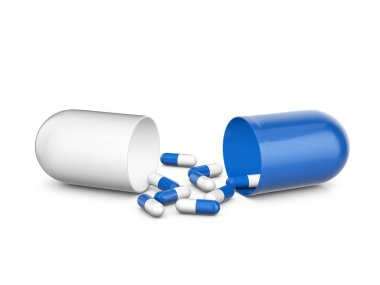 Beyaz arka planda kapsül hapı. 3d illüstrasyon.