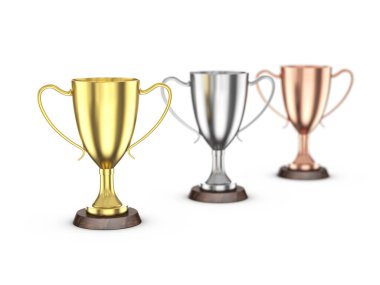 Beyaz arka planda kupalar. 3d illüstrasyon.