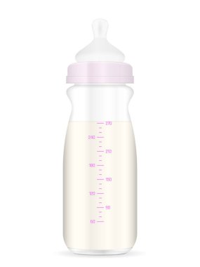 Beyaz arka planda beslenme şişesi. Vektör illüstrasyonu.