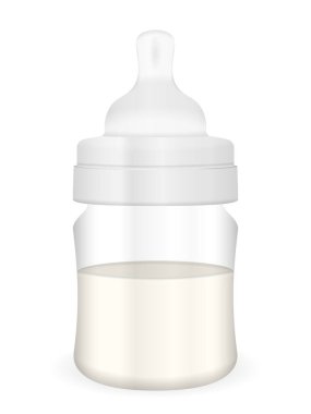 Beyaz arka planda beslenme şişesi. Vektör illüstrasyonu.