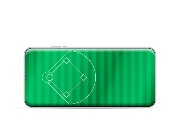 Campo Béisbol Smartphone Sobre Fondo Blanco Ilustración Vectorial — Archivo Imágenes Vectoriales