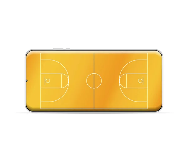 Smartphone Basketball Court White Background Vector Illustration — Stock Vector