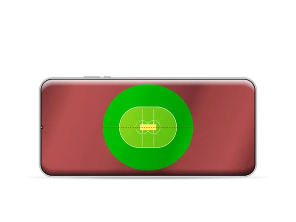 Smartphone Γήπεδο Κρίκετ Λευκό Φόντο Εικονογράφηση Διανύσματος — Διανυσματικό Αρχείο