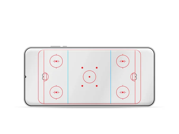 Smartphone Hockey Rink White Background Vector Illustration — Stock Vector