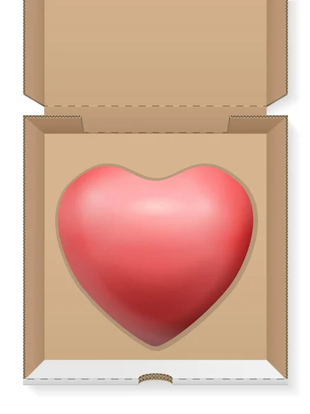 Coeur Dans Une Boîte Pizza Sur Fond Blanc Illustration Vectorielle — Image vectorielle