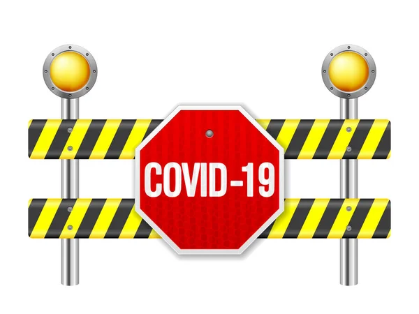 道路安全屏障Covid 19白色背景 矢量说明 — 图库矢量图片