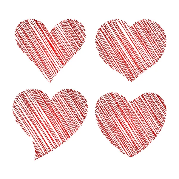 Scratched Heart Set White Background Vector Illustration — Stock Vector