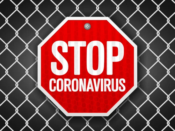 Detenga Letrero Del Coronavirus Fondo Cerca Ilustración Vectorial — Vector de stock