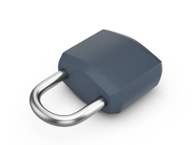 Beyaz arka planda asma kilit. 3d illüstrasyon.