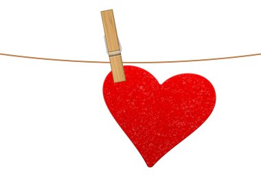 Kalbi çamaşır ipine asılı. Vektör illüstrasyonu.