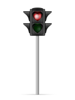 Beyaz arka planda yaya trafiği hafif kalp şeklinde. Vektör illüstrasyonu.