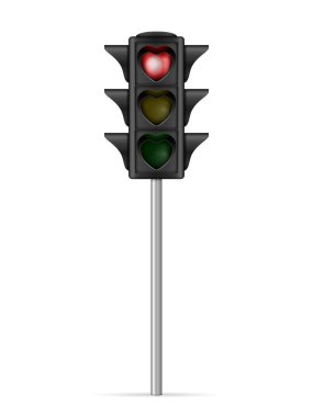 Beyaz arka planda trafik hafif kalp şeklinde. Vektör illüstrasyonu.