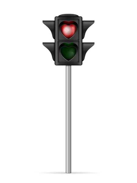 Pedestrian Traffic Light Heart Shape White Background Vector Illustration — Stock Vector