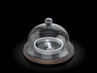 Siyah arka planda kubbenin altındaki bilgi sembolü. Vektör illüstrasyonu.