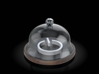 Siyah arka planda Kubbe 'nin altındaki güç sembolü. Vektör illüstrasyonu.