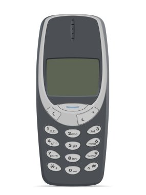 Beyaz arka planda klasik bir cep telefonu. Vektör illüstrasyonu.