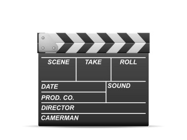 Beyaz arka planda el çırpma tahtası. Vektör illüstrasyonu.