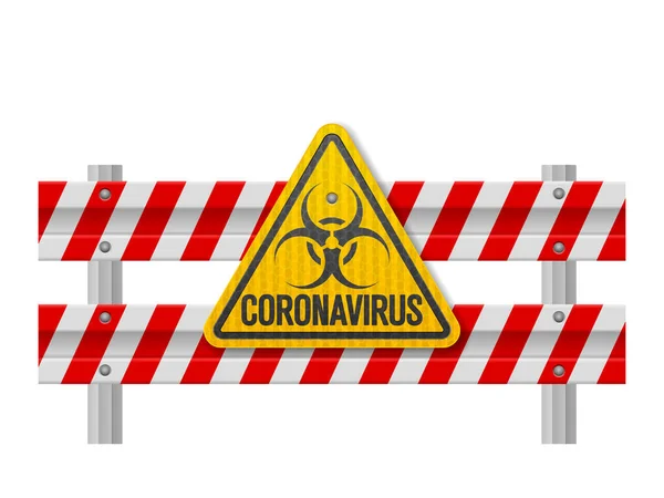 白い背景に道路安全バリアコロナウイルス ベクターイラスト — ストックベクタ
