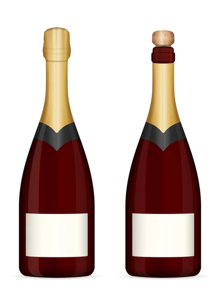 Beyaz Arka Planda Şampanya Şişesi Vektör Illüstrasyonu — Stok Vektör