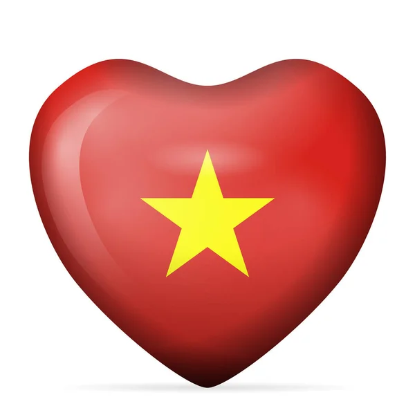 Heart Vietnam Flagga Vit Bakgrund Vektorillustration — Stock vektor