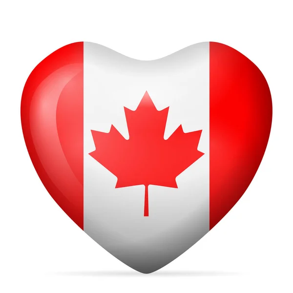 Heart Canada Flagga Vit Bakgrund Vektorillustration — Stock vektor