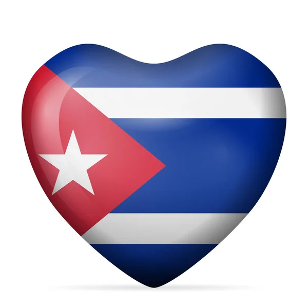Flaga Serca Kuby Białym Tle Ilustracja Wektora — Wektor stockowy