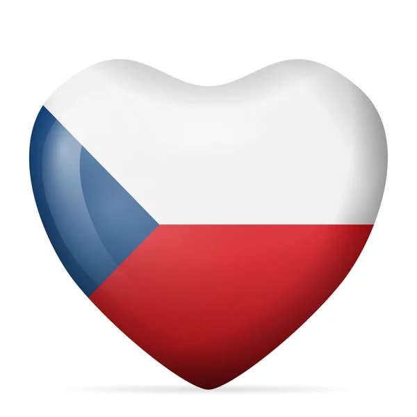 Heart Czech Republic Flag White Background Vector Illustration — Stock Vector