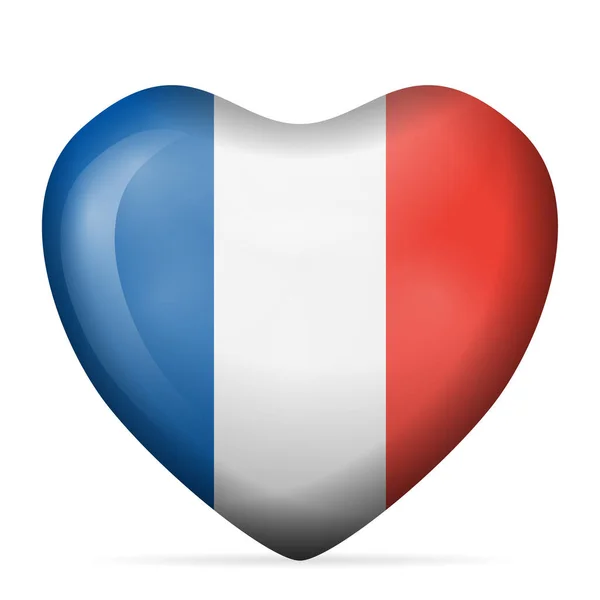 Herz Frankreich Fahne Auf Weißem Hintergrund Vektorillustration — Stockvektor
