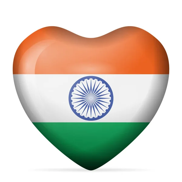 Hart India Vlag Een Witte Achtergrond Vectorillustratie — Stockvector