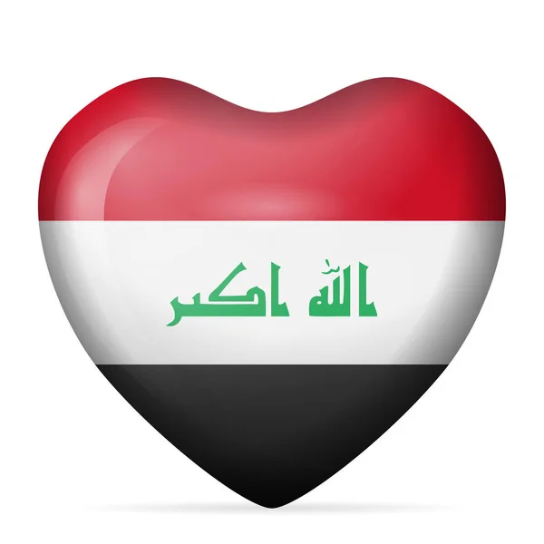 Hart Irak Vlag Een Witte Achtergrond Vectorillustratie — Stockvector