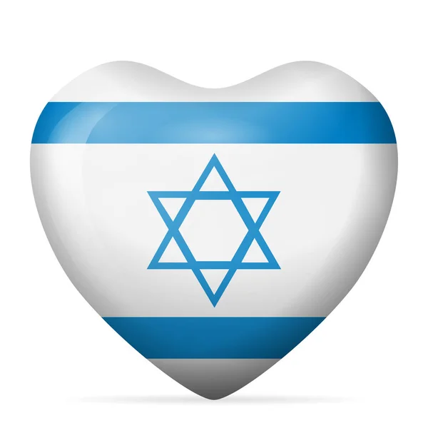 Coração Israel Bandeira Fundo Branco Ilustração Vetorial — Vetor de Stock