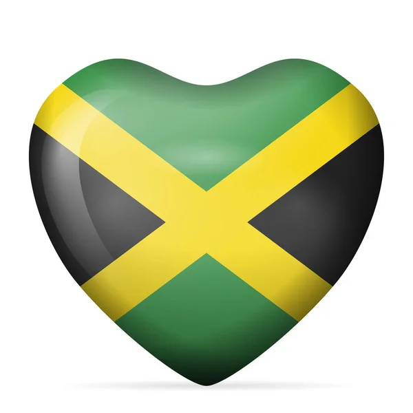 Flaga Serca Jamajka Białym Tle Ilustracja Wektora — Wektor stockowy